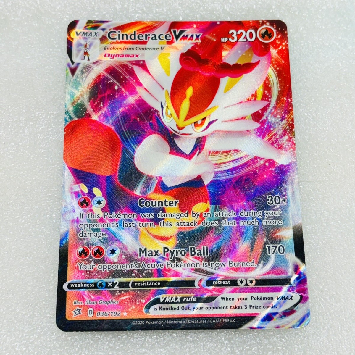 cinderace pokemon card price Cinderace VMAX 036/192 Rebel Clash Ultra Rare Full Art Pokemon Card • VG‼