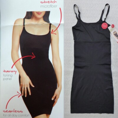 MARILYN MONROE Seamless Shaping Adjust Strap Full Slip Dress Black Size S NEW