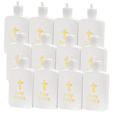 12 Pack 100ML Holy Water Bottles with Gold Cross Pattern, Plastic Easter 