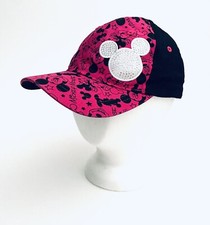 Disney Parks Mickey Mouse Baseball Hat Youth Size Cap Black And Pink Bling