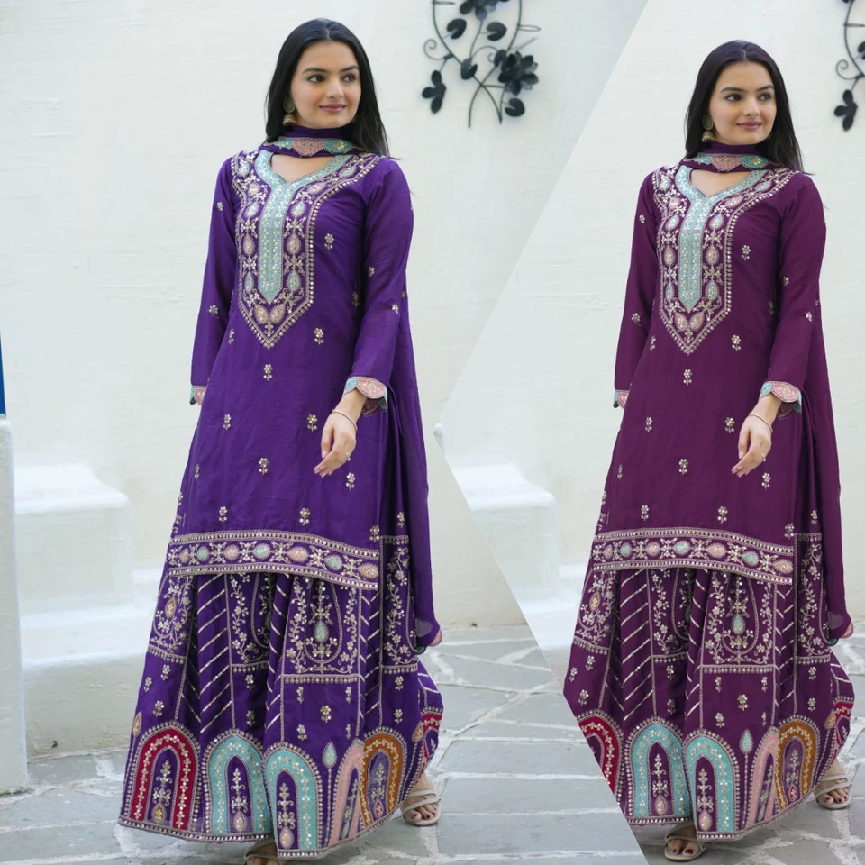 Pakistaner Salwar Kameez Fertige Anzüge Indisch Hochzeit Party Bollywood 3 Teile - Bild 1 von 1