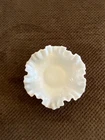 Vintage Milk Glass Hobnail Ruffled Dish 6” EUC