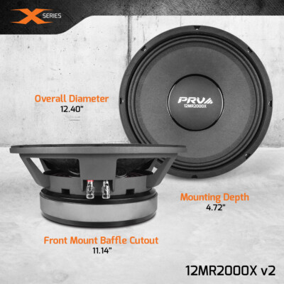 PRV Audio 12MR2000X v2 Midrange Car Audio Speaker - 12