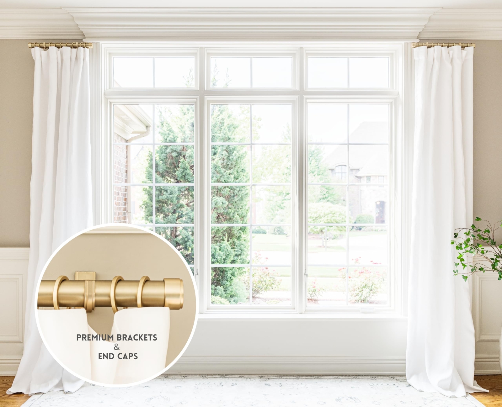 BlastHome® Luxury 17" Custom Side Mount Curtain Rods – 1 1/4" Large D