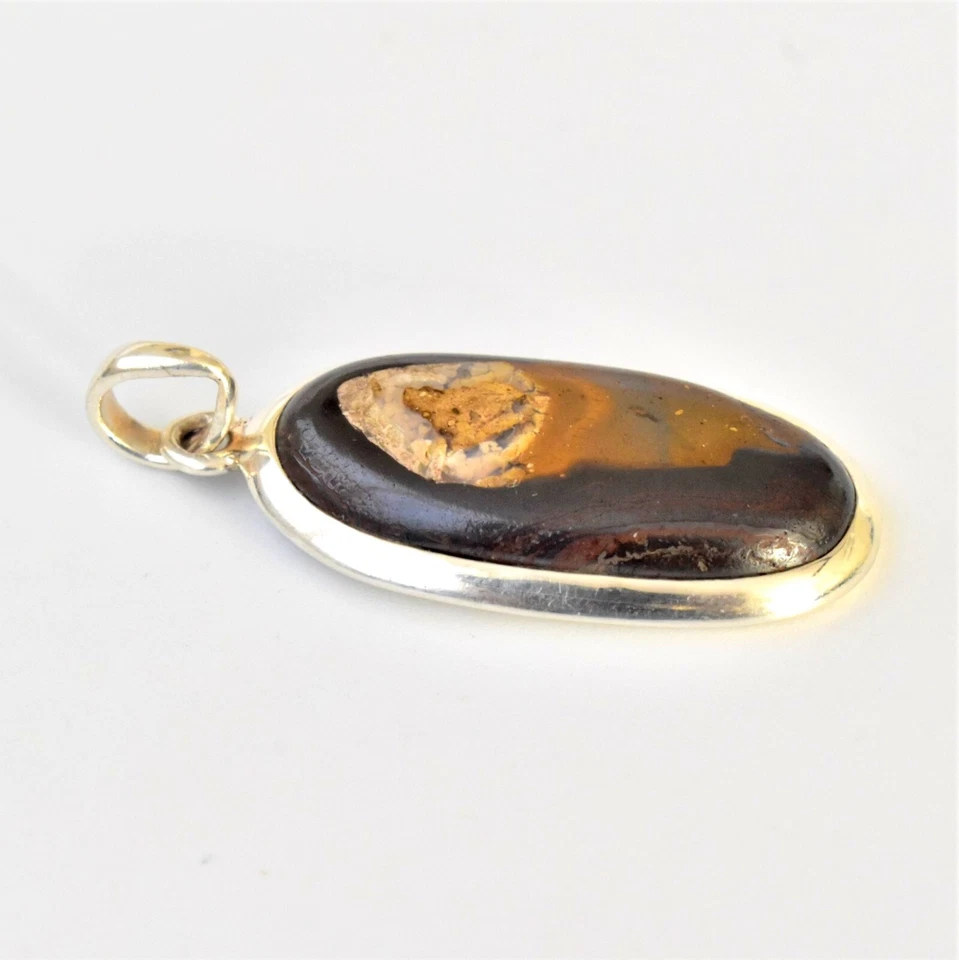 Natural Boulder Opal Gemstone Jewelry 925 Sterling Silver Pendant For Women - Image 3 of 4
