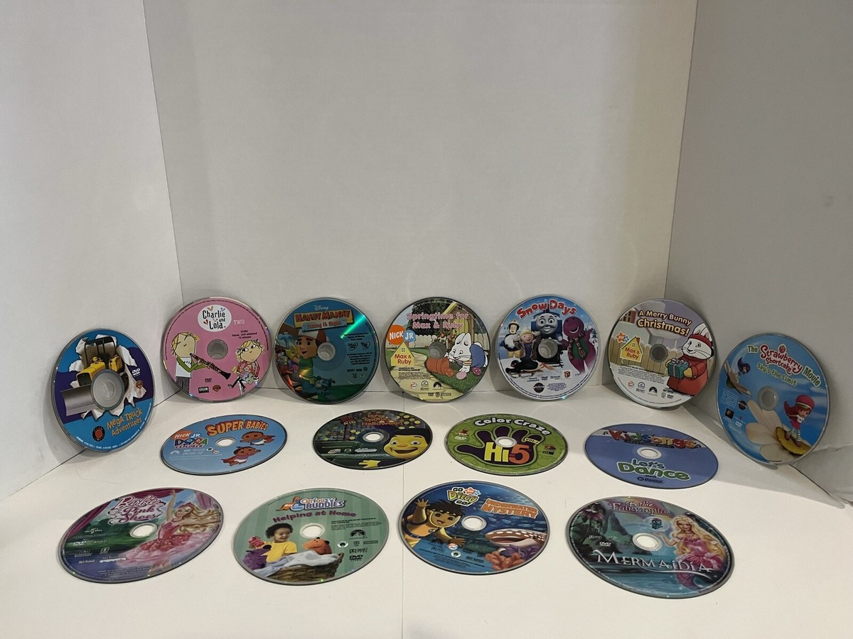 Lot of 15 Kids DVD's Dora Diego Barbie Max & Ruby Handy