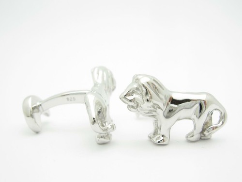 Platino Plata de Ley Personalizado Hecho a Mano 3D León Gemelos Diseño Novia - Imagen 7 de 12
