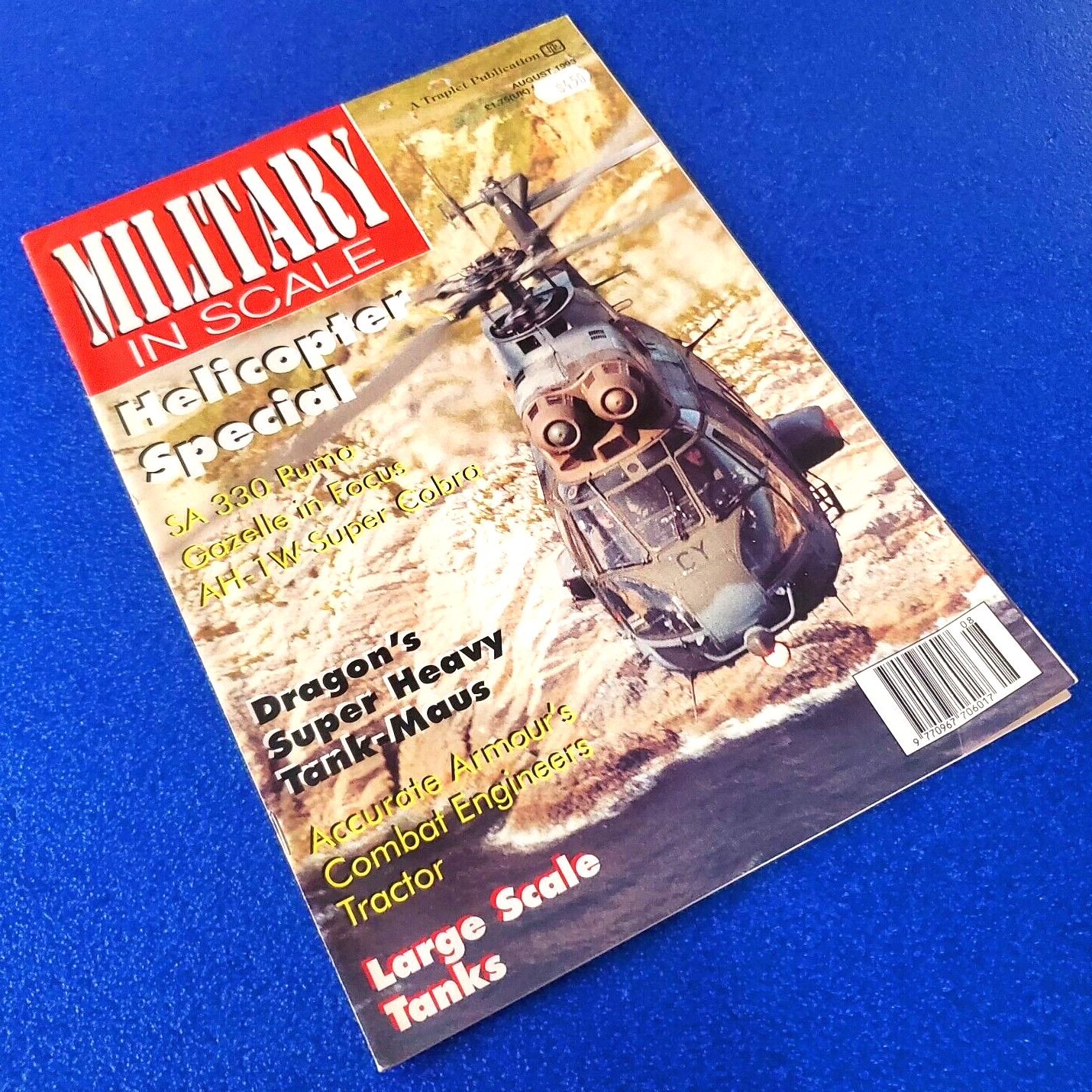 MILITARY IN SCALE HELICOPTER SPECIAL AUGUST 1993 MAGAZINE FREE SHIPPING