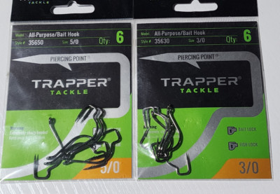 2 NEW Packs Trapper Tackle 3/0 5/0 All Purpose Bait Hooks 35650 35630