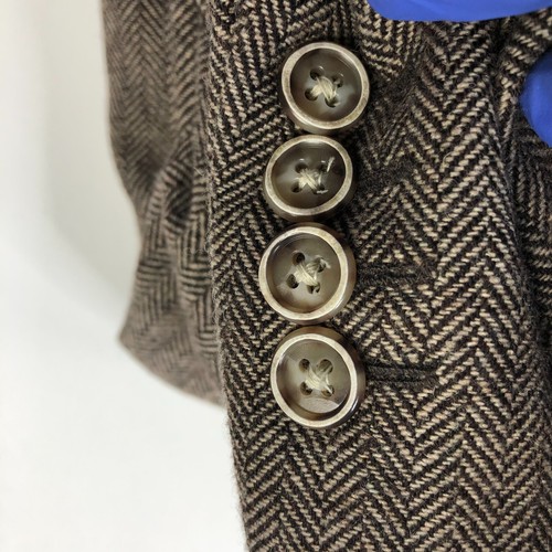 Tasso Elba LG 42-44 Elbow Patch Herringbone Wool Blend Sport Coat Jacket Brown - Picture 4 of 16