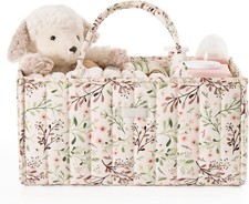 Floral Diaper Caddy Organizer, Stylish Baby Storage Basket, Baby Gift.
