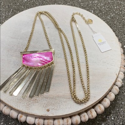 Pink Kendra Scott Long Pendant Ellen Necklace,