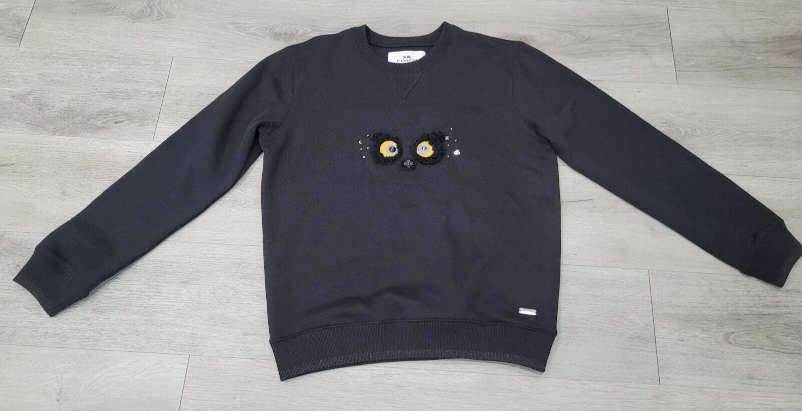 Felpa Coach Edizione Limitata Shearling Trim Borchie Orso Taglia S Nera