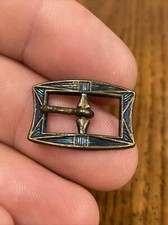 Antique Deauville Blue Guilloche Enameled Doll Shoe Buckle For A 1/4  Strap 7/8  