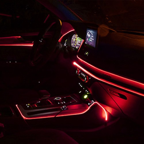 LED Car Interior Atmosphere Light Red EL Wire Neon String Strip Decal Lamp 2m - Picture 6 of 12