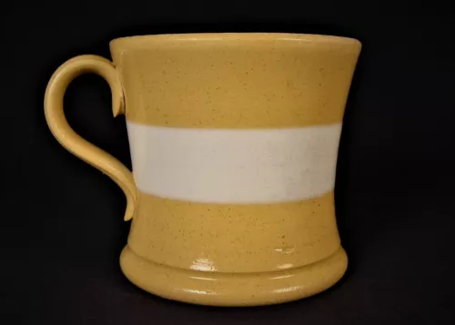 RARE ANTIQUE 1800s AMERICAN LARGE SINGLE WHITE BAND MUG YELLOW WARE MINT