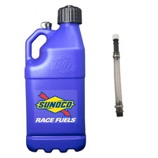 Sunoco Racing Blue 5 Gallon Race Utility Jug with Deluxe Filler Hose