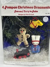 1978 Pompon Christmas Ornament Kit By Pom O Craft 4 Ornaments In Kit Needlemagic
