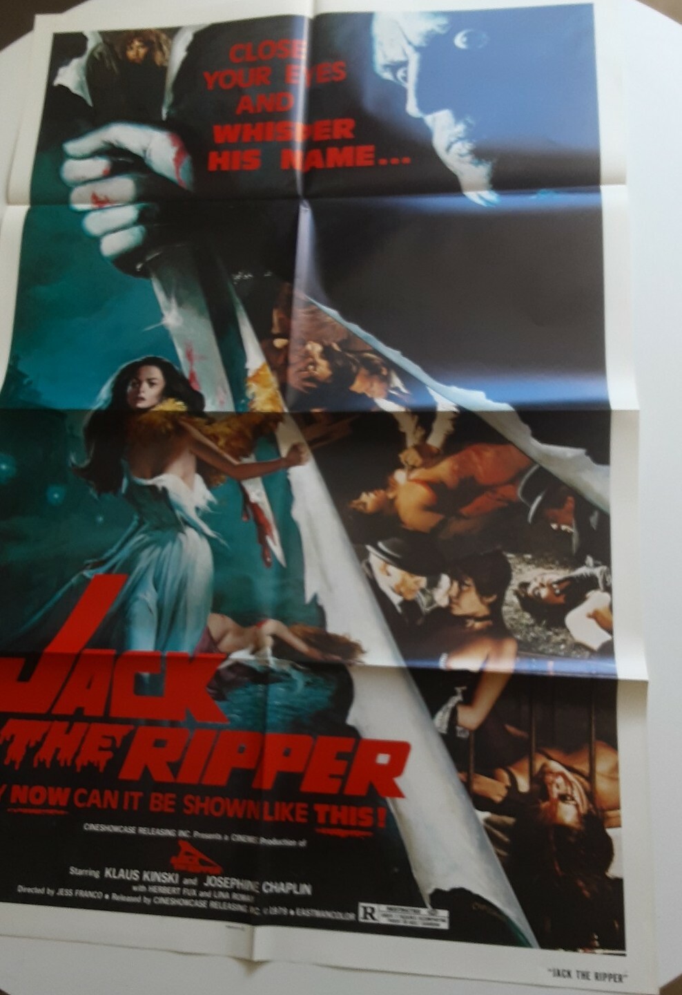 Vintage 1979 Jack the Ripper One Sheet Movie Poster Jess Franco Klaus Kinski