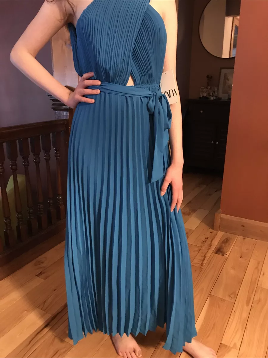 Zara robe sale longue bleue