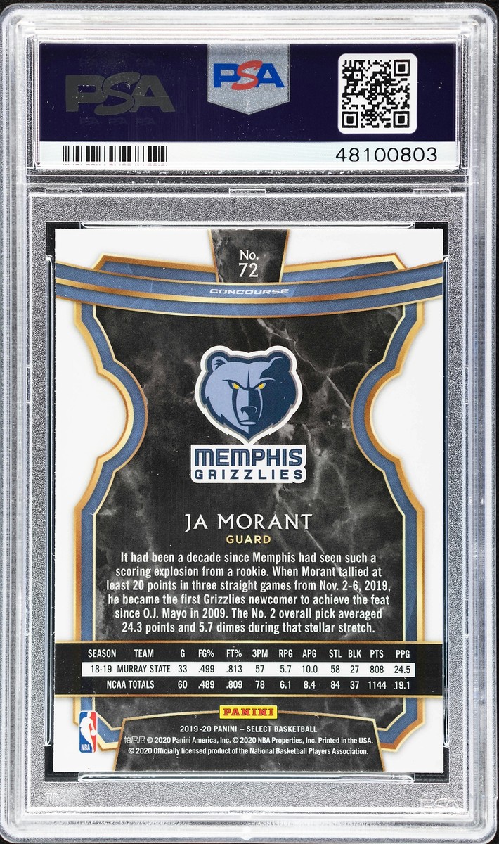 2019 Panini Select Ja Morant Concourse #72 PSA 10 Rookie RC