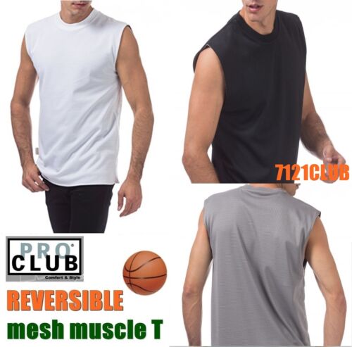 PRO CLUB SLEEVELESS T SHIRTS MEN'S REVERSIBLE MESH TANK TOP MUSCLE SHIRTS M- 7XL