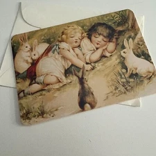 Vintage The Gifted Line Victorian Charms Children Sleeping Greeting Card Blank