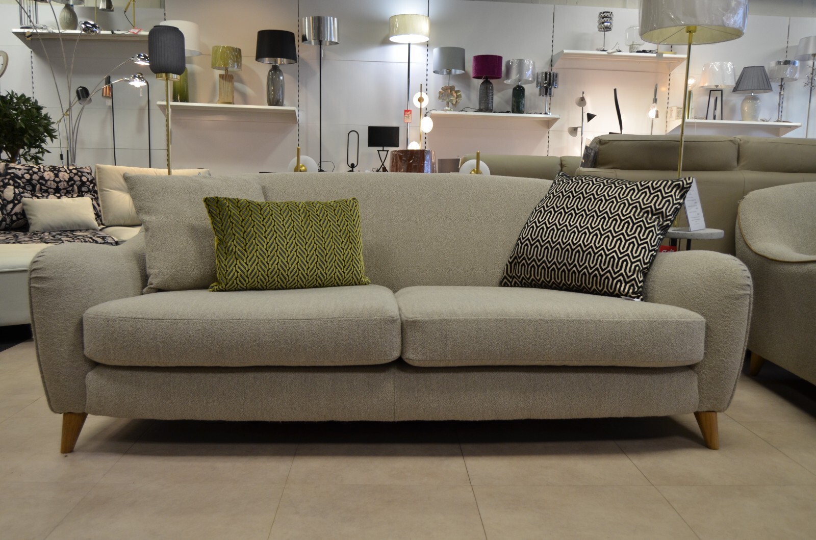 Laze Large Sofa Three Seater Couch Oatmeal Boucle Originally for John Lewis