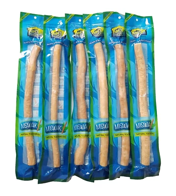 6 x natürliche Zahnbürste | XL 20 cm | Al-Khair Miswak (Siwak) | Sewak - Meswak