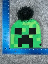 Minecraft Creeper Mojang Beanie Toque Youth One Size Green Knit 100 Acrylic Pom
