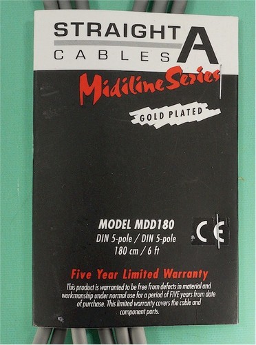 NEW STRAIGHT-A Cables 6ft GOLD PLATED Midi Cable GRAY MDD180 - Picture 3 of 3