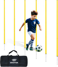 Soccer Agility Training Poles, 6FT Adjustable Speed Training Slalom Poles Set