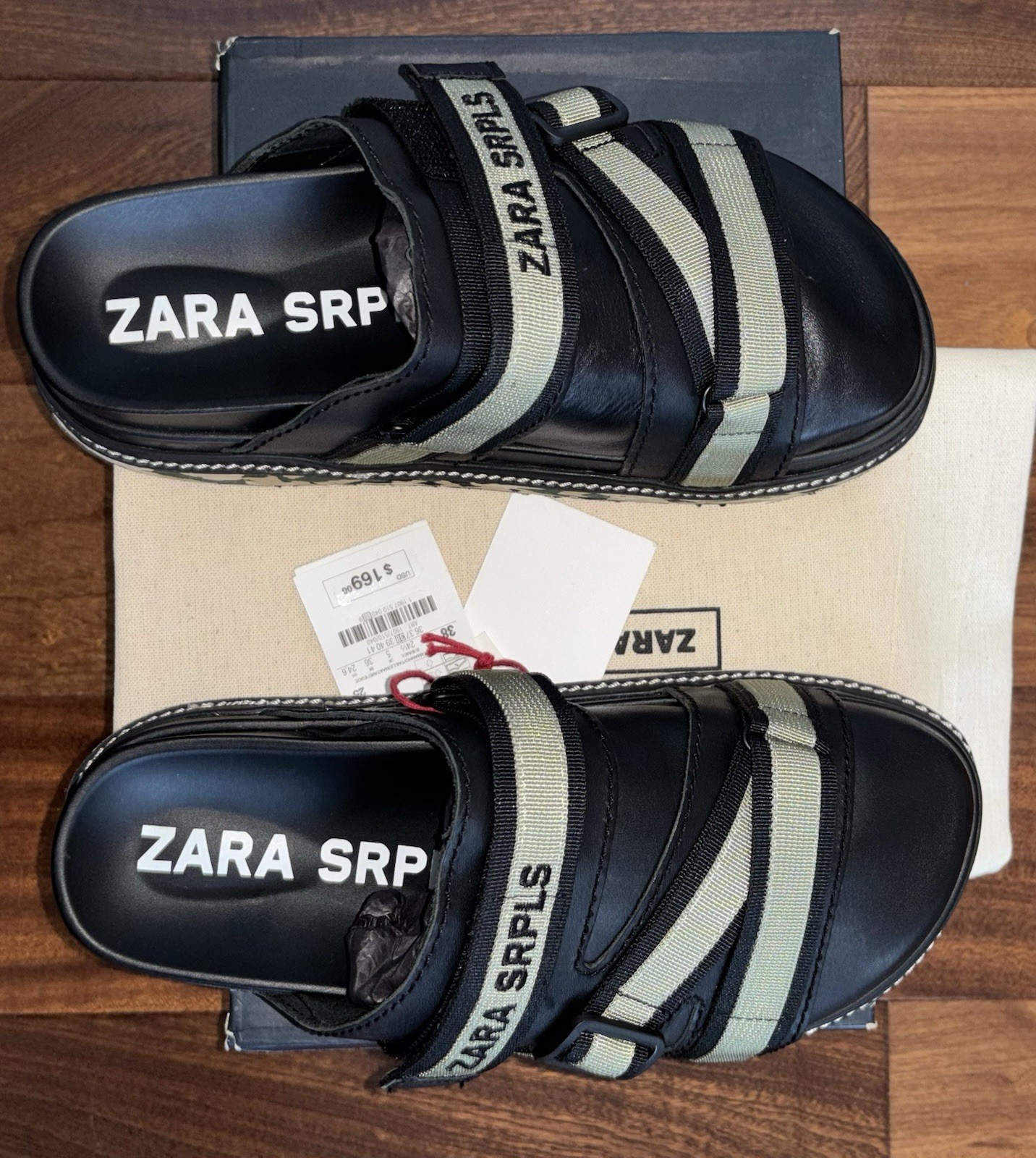 ZARA SRPLS WOMEN LEATHER MULE CLOGS BLACK LEATHER SZ 8 NEW image 8