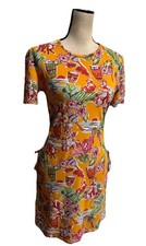 ZARA Tropical Dress Floral Caribbean Design Cut Out Sides Multicolored Medium
