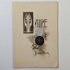 1907 University of Maine Junior Week Program Medal Ribbon Class of 1908 Ephemera