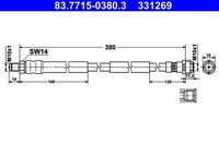Bremsschlauch ATE 83.7715-0380.3 FüR SL R230 Mercedes 280 230 454 300 350 456