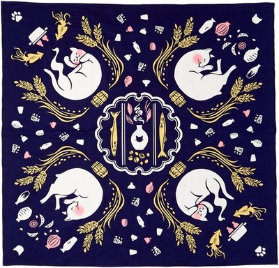 Kenema Furoshiki Large Dyed Drunk Cat Japanese Cloth Japan