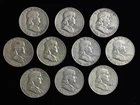 10 Lot - Franklin Half Dollars - 90% Silver - Fine - Mixed Dates & Mints