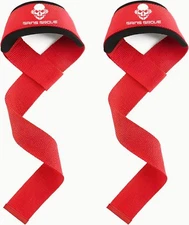 Weight Lifting Straps Deadlift, Powerlifting Wrist Wraps for Gym Workout Red