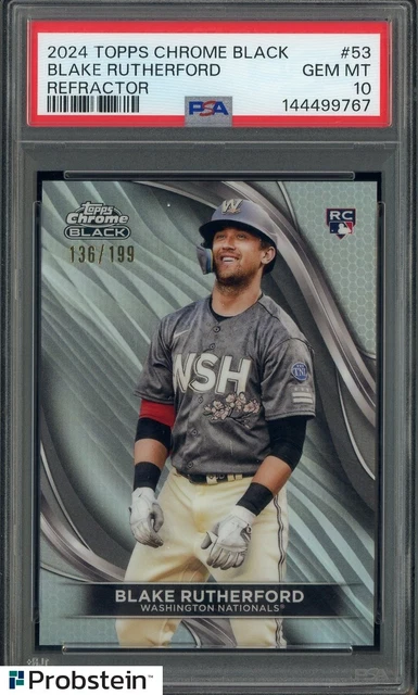 2024 Topps Chrome Black Refractor Blake Rutherford RC Rookie /199 PSA 10