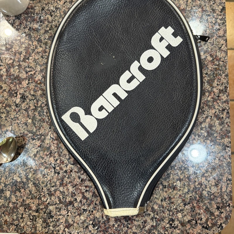 Vintage Bancroft Black And White Faux Leather  Tennis Racquet Cover #2