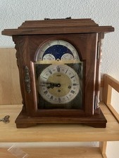 Vintage Emperor Moon Phase Walnut Mantel Clock by Hermle . perfect working order