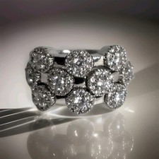 Sonia B Sterling Silver 925 Marked Flex Ring US Sz 7 Multiple Layers Statement