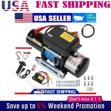 12000LBS Electric Winch 12V Synthetic Cable Truck Trailer Towing Off-Road 4WD US