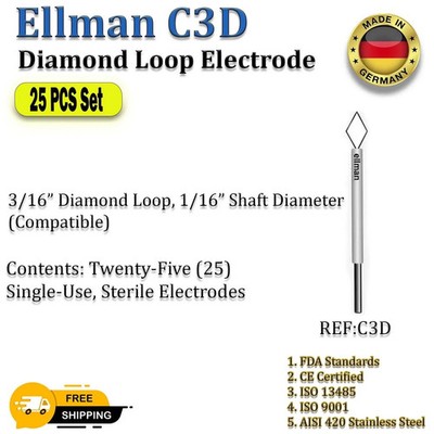 Ellman C3D Diamond Loop Electrode -Twenty-Five (25) Single-Use Disposable