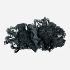 Vintage Black Lace 2.5" Flower Shoe Clips Set of 2 Womens Accessory VG Condition