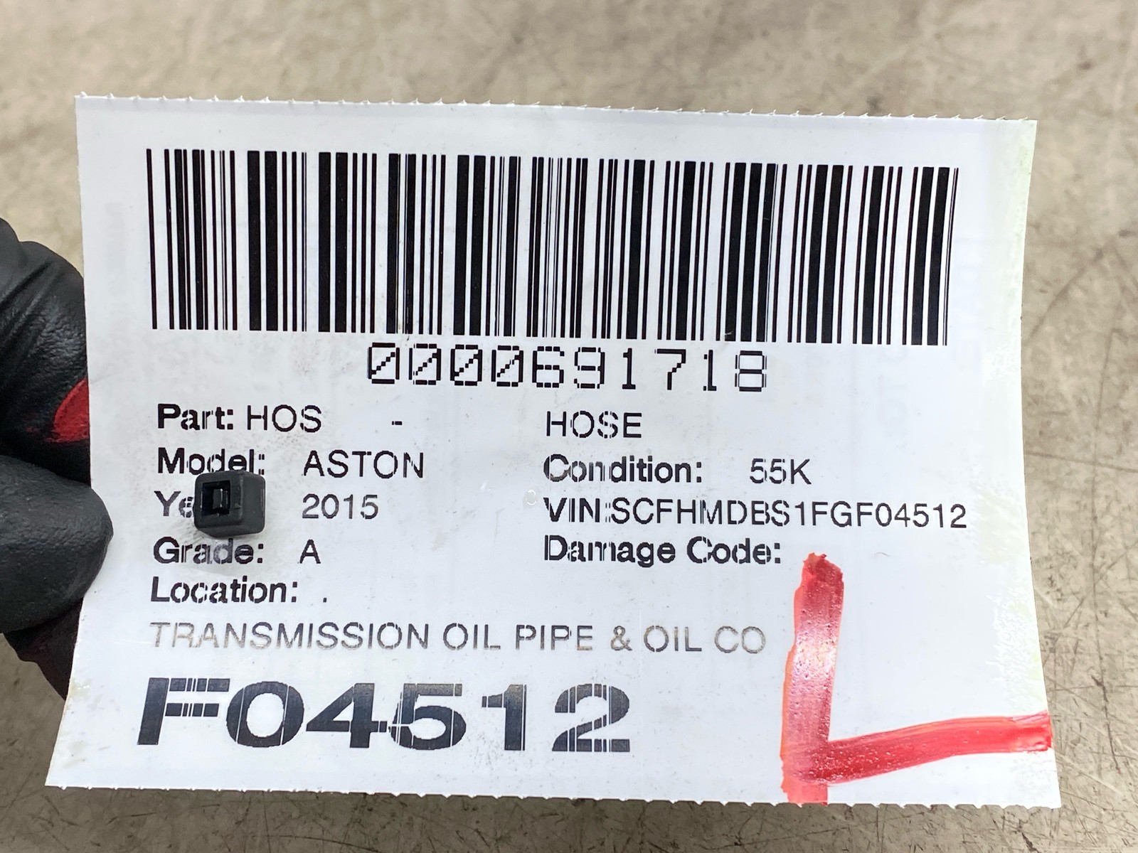 2015 ASTON MARTIN RAPIDE TRANSMISSION OIL PIPE & OIL CONTROL THERMOSTAT OEM