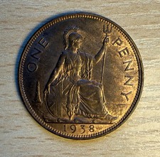 1938 George VI One Penny Coin, Very Nice Grade