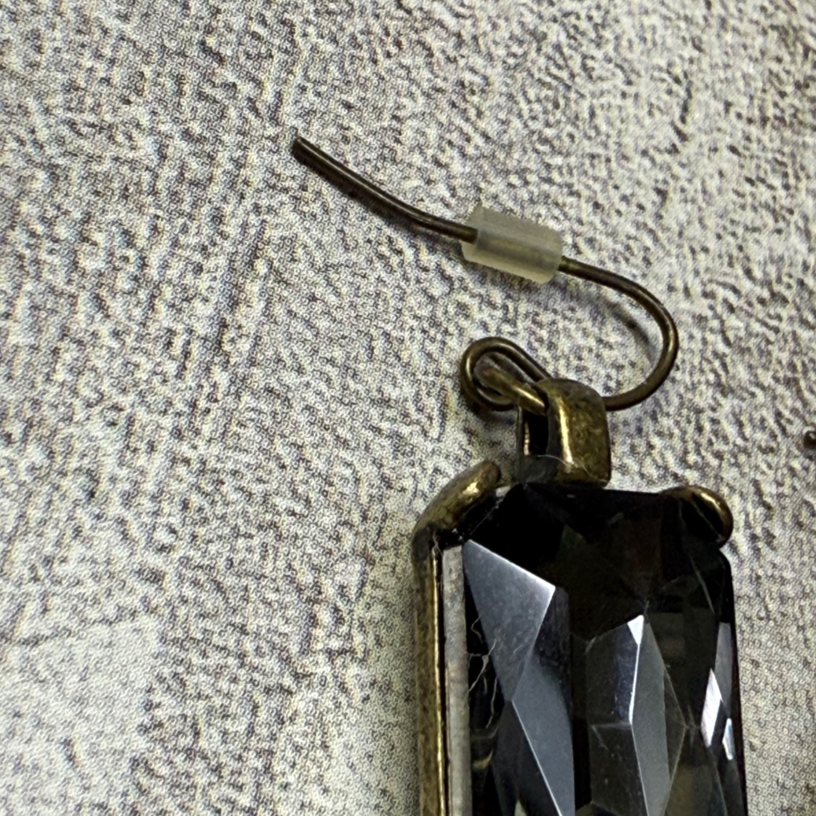 Vintage-Style Black Crystal Rectangular Dangle Ea… - image 4