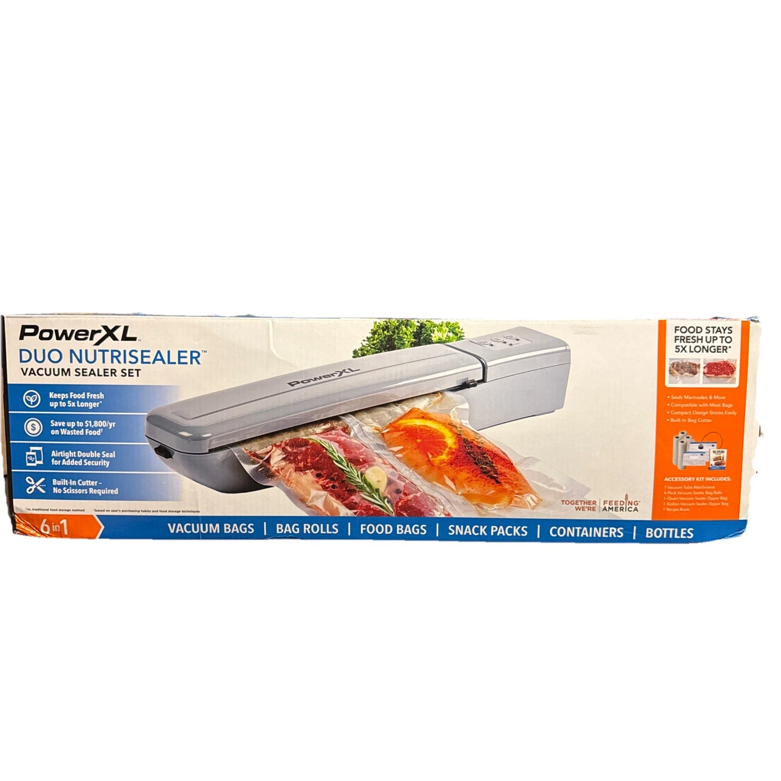 PowerXL Duo NutriSealer 6-in-1 Vacuum Sealer Set - Gray New open Box